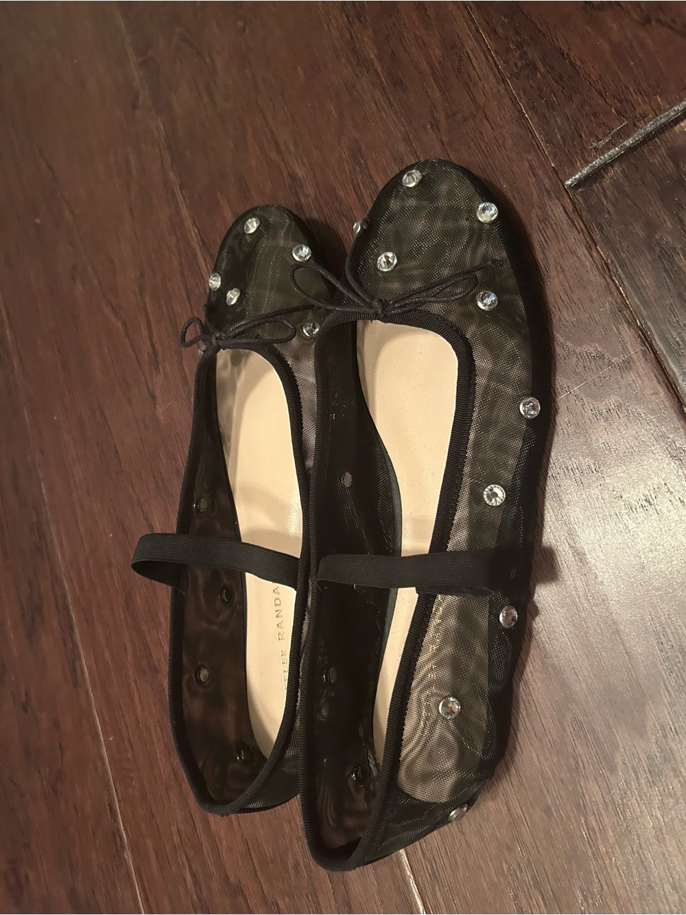 Loeffler Randall Black Mesh Ballet Flats with Crystal Studs - Picture 1 of 5